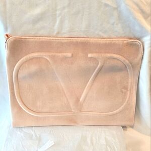 Valentino New Velvet Pink Lap Top Case/Clutch